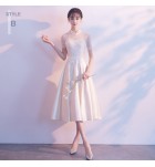 少女禮服裙緞面中長裙