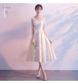 少女禮服裙緞面中長裙