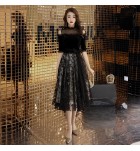 少女禮服裙網紗圓領中長裙