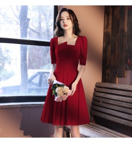 少女禮服裙方領短袖短裙