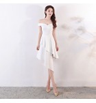 晚裝禮服一字肩前短後長裙