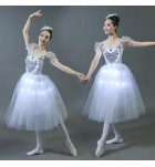 少女禮服裙V領LED發光舞會裙