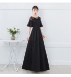 少女禮服裙圓領喇叭袖派對長裙