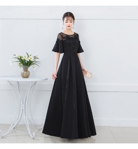少女禮服裙圓領喇叭袖派對長裙
