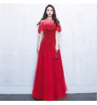 少女禮服裙透視網紗圓領長裙