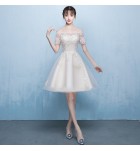少女禮服裙一字肩短袖短裙