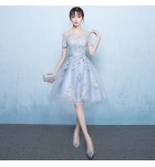 少女禮服裙一字肩短袖短裙