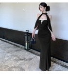 少女禮服裙抹胸掛脖肩袖兩件套