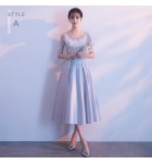 少女連身裙緞面派對禮服中長裙