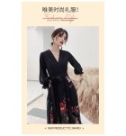 少女連身裙黑色V領禮服裙
