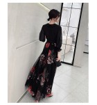 少女連身裙黑色V領禮服裙
