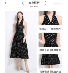 女裝連身裙波點掛脖露背中裙