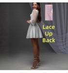 少女禮服裙白色方領公主袖短裙