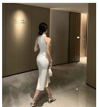 少女連身裙蕾絲花朵掛脖禮服裙