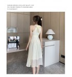 少女連身裙掛脖露肩中長裙