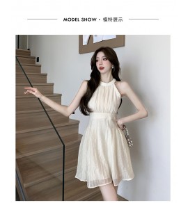 少女連身裙掛脖露肩短裙