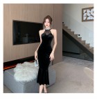 少女連身裙掛脖露肩魚尾裙