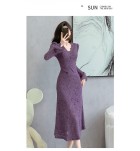 女裝連身裙蕾絲鏤空中長裙