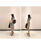 女裝連身裙V領印花長裙