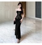 女裝禮服吊帶抹胸露背蕾絲長裙