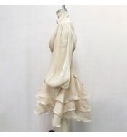 女裝連身裙立領長袖荷葉邊短裙
