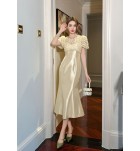 女裝禮服裙圓領短袖中長裙