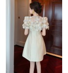 女裝禮服裙圓領泡泡袖短裙