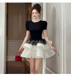 少女禮服裙圓領公主袖短裙