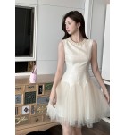 少女禮服裙圓領無袖A字裙