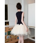 少女禮服裙圓領無袖A字裙