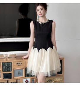 少女禮服裙圓領無袖A字裙