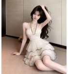 少女禮服裙掛脖抹胸露背蛋糕裙