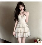 少女禮服裙掛脖抹胸露背蛋糕裙