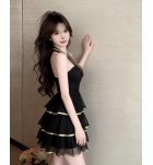 少女禮服裙掛脖抹胸露背蛋糕裙