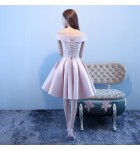 少女禮服裙一字肩緞面短裙