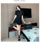 女裝套裝裙立領上衣褶皺網紗半身裙兩件套