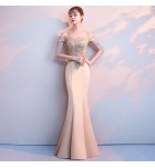晚裝禮服一字肩魚尾長裙