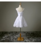 少女禮服裙圓領無袖短款婚紗裙