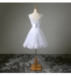 少女禮服裙圓領無袖短款婚紗裙