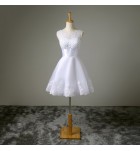 少女禮服裙圓領無袖短款婚紗裙