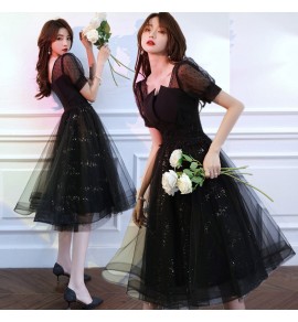 少女禮服裙方領中長裙
