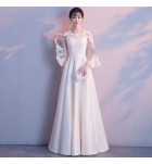 晚裝禮服圓領宴會長裙