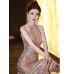 晚裝禮服性感掛脖亮片魚尾裙