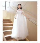 晚裝禮服白色網紗宴會長裙