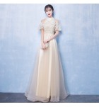 晚裝禮服裙掛脖露肩宴會長裙