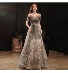 Evening dress off shoulder banquet long skirt
