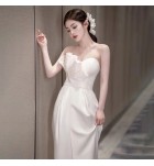 晚裝禮服裙花苞抹胸開叉長裙