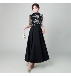 少女禮服裙圓領中袖長裙