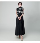 少女禮服裙圓領中袖長裙