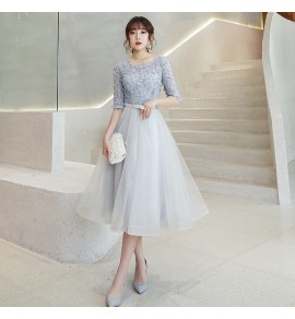 女裝禮服裙圓領中袖派對中長裙